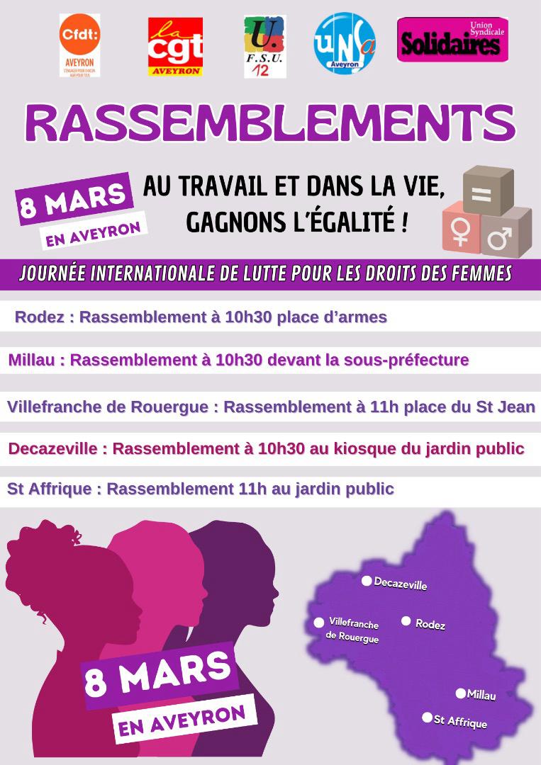 Journée internationale du Droit des Femmes - Les rassemblements en Aveyron 