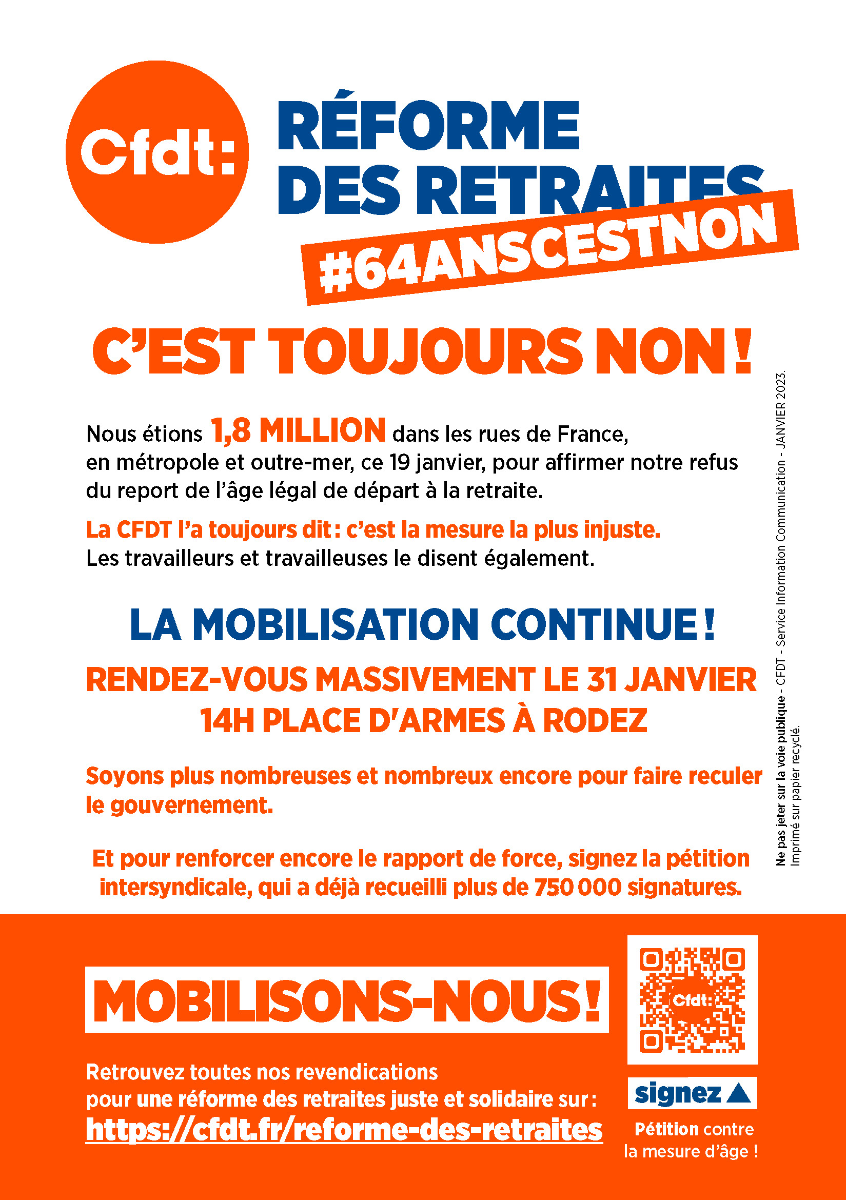 RÉFORME DES RETRAITES #64ANSCESTNON C’EST TOUJOURS NON&nbsp;!