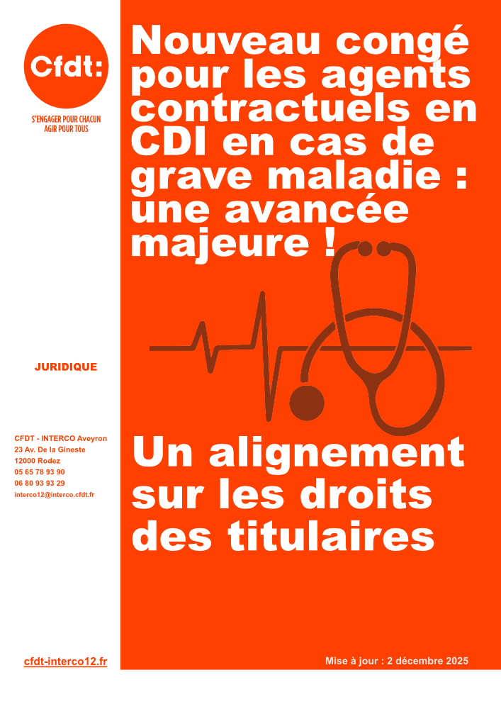 Nouveau congé pour les agents contractuels en CDI en cas de grave maladie&nbsp;: une avancée majeure&nbsp;!